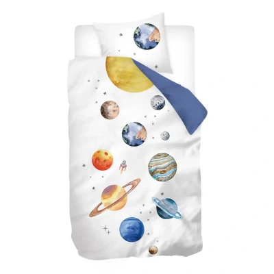 Afbeelding van Snoozing Artuno Dekbedovertrek Flanel Eenpersoons 140x200/220 cm + 1 sloop) Wit/Blauw