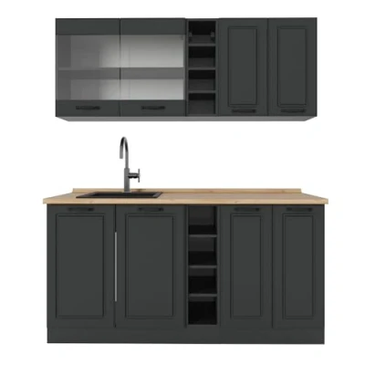 Afbeelding van Vicco Eenpersoonskeuken R Line, Antraciet landhuis/antraciet, 160 cm zonder werkblad