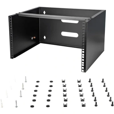 Afbeelding van StarTech.com 6U wandnetwerkhouder diepte 14 inch (35,6 cm) 19 brouwbay voor ondiepe server en IT apparatuur, netwerkswitch max. gewicht 20 kg, zwart (WALLMOUNT6)