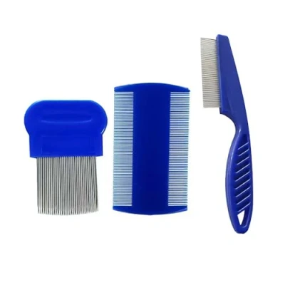 Image de Peigne à Poux, 3 Pcs Anti Dents en Acier Inoxydable, Peignes Poux Fins Double Face, D&#039;élimination des