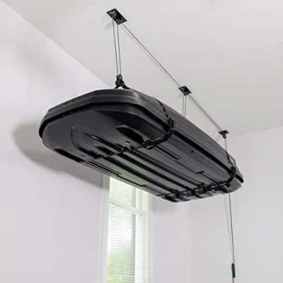 Afbeelding van Teal Triangle Elite Opbergdoos, garagekatrolsysteem en plafondtakel, belastbaar tot 68 kg