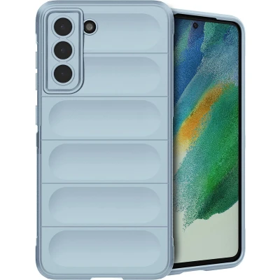 Afbeelding van iMoshion Hoesje Geschikt voor Samsung Galaxy S21 FE Siliconen EasyGrip Backcover Lichtblauw