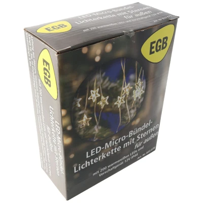 Afbeelding van EGB LED microbundel lichtketting met sterren 200 ww 10 strengen 4027236043423