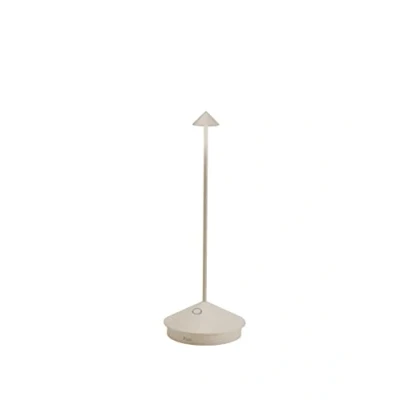 Afbeelding van Zafferano Pina Tafellamp Oplaadbare Buitenlamp Crème Spatwaterdicht (IP54) Bureaulamp Snoerloos Dimbare LED Lamp Draadloos Oplaadstation Terraslamp USB Oplaadbaar 29 cm