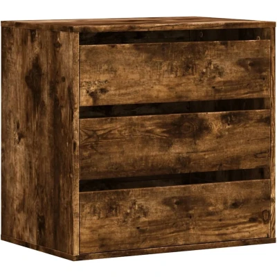 Afbeelding van Ladekast 60x41x58 cm bewerkt hout gerookt eikenkleurig
