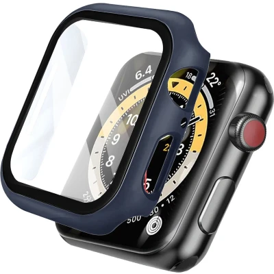Afbeelding van imoshion Screen Protector Geschikt voor Full Cover Hard Case / Hoesje de Apple Watch Series 7 8 9 45 mm Donkerblauw
