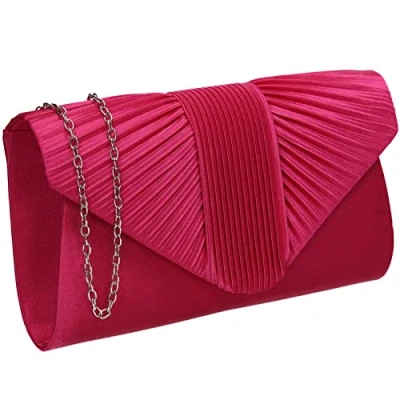 Afbeelding van SwankySwans Sophie satijnen clutch voor dames, Fuchsia