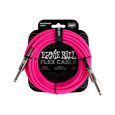 Image de Ernie Ball Câble flexible pour instruments droit/droit, 6,1 m, rose