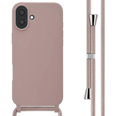 Afbeelding van imoshion hoesje Geschikt voor iPhone 16 Plus met koord Siliconen roze