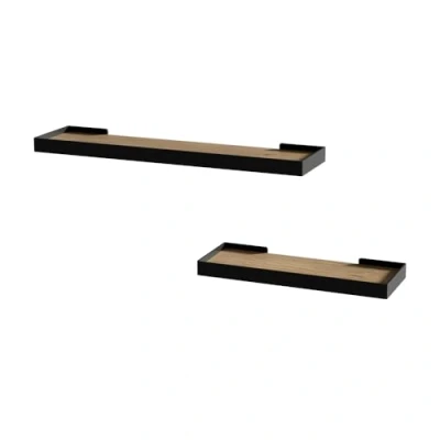 Afbeelding van Vicco ErniWandplank 60 x 3 cm Set van 2 Zwart/eiken