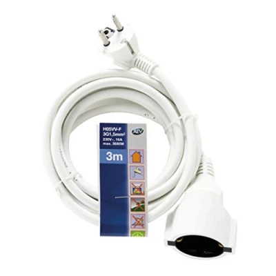 Afbeelding van REV Verlengkabel met kinderbeveiliging, schokbestendig, 3 m, wit