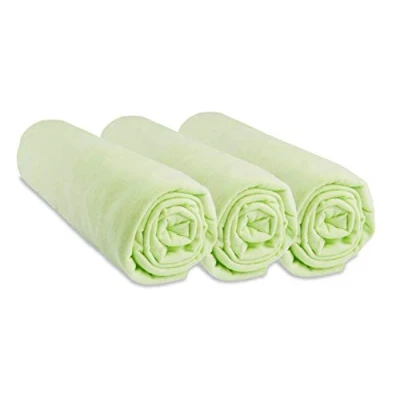 Afbeelding van Easy dort Hoeslaken, 70 x 140 cm, set van 3 hoeslakens, 100% katoen, jersey, anijsgroen, rekbaar, ademend, gezonde slaap, merk Oeko Tex label kwaliteit Made in Europe