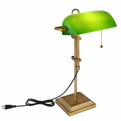 Afbeelding van Bureaulamp bankierslamp grote uitvoering klassiek brons groen notarislamp
