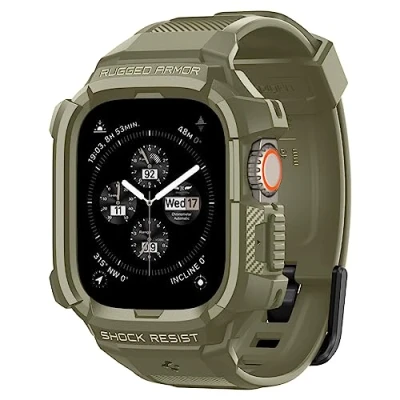 Afbeelding van Spigen Rugged Armor Pro Hoesje en Bandje Geschikt voor Apple Watch Ultra (2) Khaki