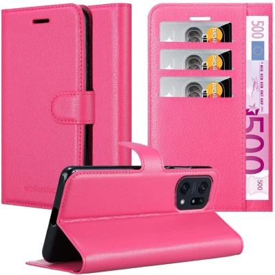 Afbeelding van Cadorabo Hoesje geschikt voor Oppo FIND X5 PRO in KERSEN ROZE Beschermhoes met magnetische sluiting, standfunctie en kaartvakje Book Case Cover Etui