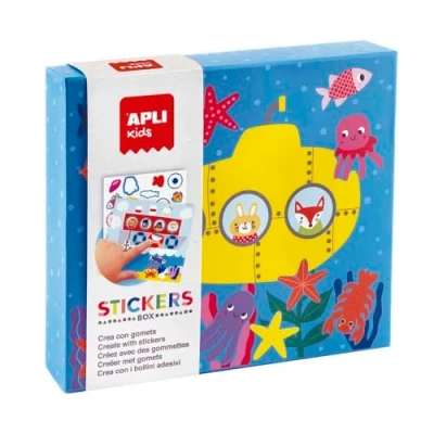 Afbeelding van APLI Kids 19694 Set geometrische stickers in verschillende vormen een kartonnen doos, model Transportes, stickerset ter aanvulling van de illustraties