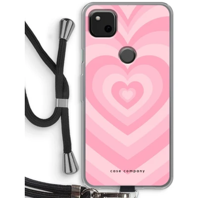 Afbeelding van Case Company® hoesje met Koord geschikt voor Google Pixel 4a Hart Roos Telefoonhoesje Zwart Bescherming aan alle Kanten en Over de Schermrand