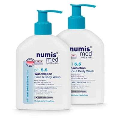 Afbeelding van numis med Wash Lotion pH 5.5 Huidverzachtende bodylotion voor zeer gevoelige en huid Veganistische huidverzorgingslotion zonder siliconen, parabenen minerale olie Body (1 x