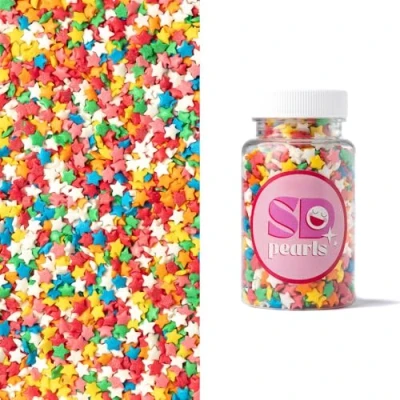 Image de SD Pearls Lot de 2 boîtes à sucre colorées pour gâteaux, cupcakes, barbe papa, cake pops et desserts fêtes prénatales, d&#039;anniversaire d&#039;enfants (étoiles multicolores, 80 g)