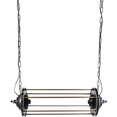 Afbeelding van PTMD Tunneling grey metal Glass hanging lamp