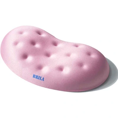 Afbeelding van BRILA Memory Foam polssteun voor muis en toetsenbord, computer, laptop, kantoorwerk, pc gaming, massagegaten, polssteun, roze