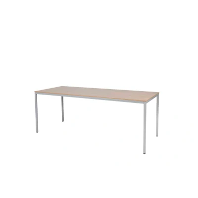 Afbeelding van Domino Basic bureautafel, vaste hoogte met 200x80cm havana/ kersen licht 25mm blad en aluminium (RAL9006) 4 poot frame