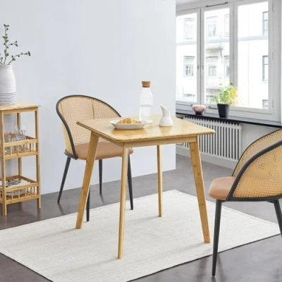 Afbeelding van Eettafel Närpes bamboe 70x70x75 cm houtkleurig