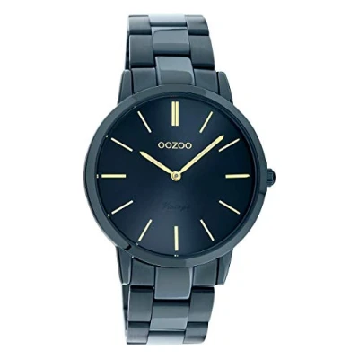 Afbeelding van OOZOO Timepieces blauwe horloge met leren band C9877