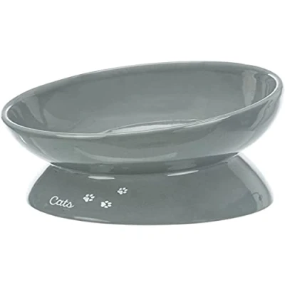Afbeelding van Trixie Voerbak Kat Xxl Keramiek Verhoogd Grijs 350 ML 17 CM