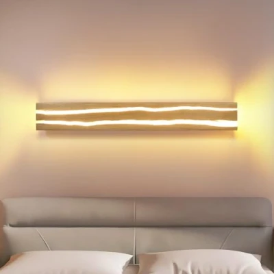 Afbeelding van ZMH wandlamp voor binnen, slaapkamer, van hout, 3000 K, warmwit, 8 W, draaibaar, nachtlamp, hal, met schakelaar, binnenverlichting bar, trap, café, woonkamer, 50 cm
