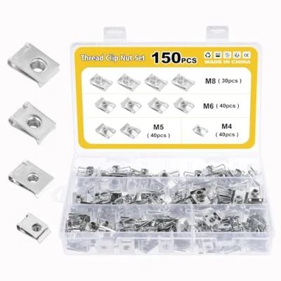 Afbeelding van Gueenky 150 stuks carrosserieklemmen, bevestigingsmoeren U type moer, M4 M5 M6 M8 nietjes bevestigingsclips auto carrosserie voor motorfiets