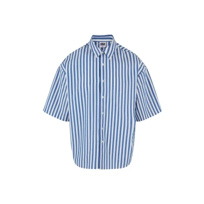 Afbeelding van Urban Classics Striped Short Sleeve Overhemd, Heren, Maat: 3XL, White blue