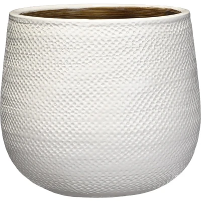 Afbeelding van Mica Decorations gabriel ronde bloempot wit maat in cm: 19 x 21