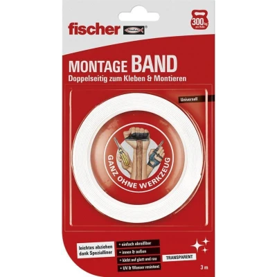 Afbeelding van Fischer Deutschl. 545955 Dubbelzijdige montagetape (l x b) 3 m 19 mm 1 stuk(s)