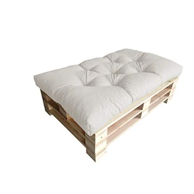 Afbeelding van chilly pilley europalletkussen met vlokken van schuim, geschikt voor palletmeubels, rugkussen, zitkussen en zijkussen, verkrijgbaar als set meerdere kussens (zitkussen 120 x 60 cm, ivoor)