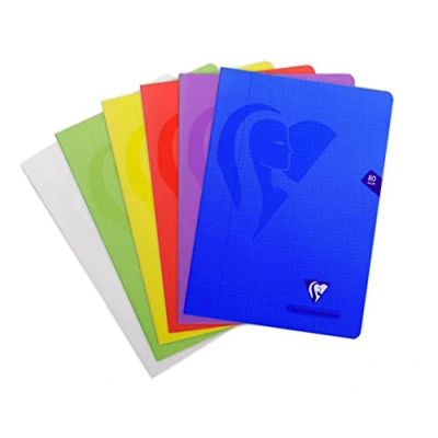 Afbeelding van Clairefontaine Mimesys 303164C Notitieboek, A4, 21 x 29,7 cm, 96 pagina&#039;s, geruit, 4 mm, met rand, wit papier, 90 g, omslag van polypropyleen, willekeurige kleur