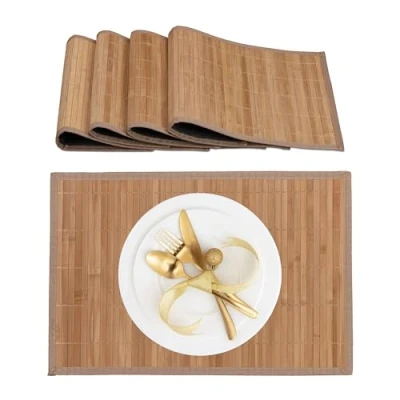 Afbeelding van Relaxdays placemat set van 4 bamboe 45 x 30 cm antislip