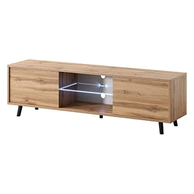 Afbeelding van Selsey Luna TV kast/TV bank (eiken Wotan, 140 cm, LED verlichting)