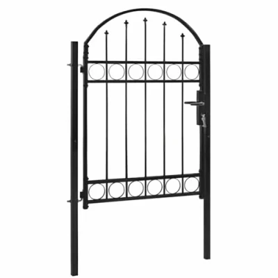 Image de vidaXL Portail de clôture avec partie supérieure arquée en acier 104 x 125 cm Noir