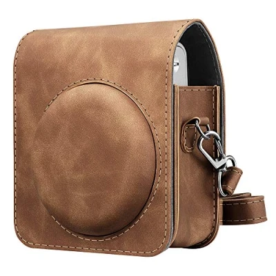 Afbeelding van FINTIE Beschermhoes voor Instax Mini 90 Neo Classic Instant Camera Tas van Veganistisch Leer Reizen Cover Case met Afneembare Schouderriem, Bruin