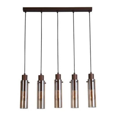 Afbeelding van Sweden II hanglamp, 5 lamps, lang, staal, glas, E27