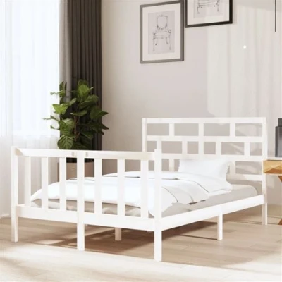 Afbeelding van vidaXL Bedframe massief grenenhout wit 135x190 cm 4FT6 Double