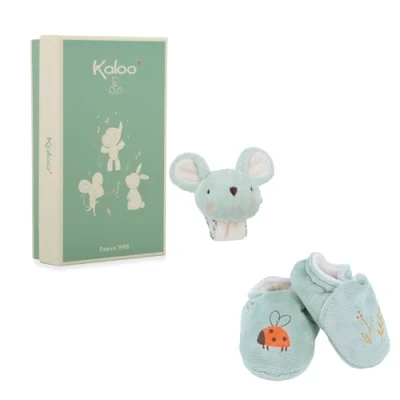 Afbeelding van Kaloo Babygeschenkset In Thema Muis Met Muizenslofjes En Geluidsarmband Ideaal Als Geboortegeschenk De Ideale Set Om Het Geluidsbewustzijn Van Je Baby Te Stimuleren!