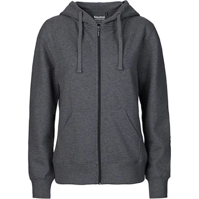 Afbeelding van Fairtrade Ladies Zip Hoodie met capuchon Dark Heather XS