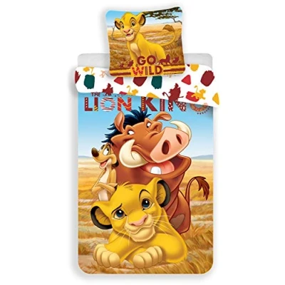 Afbeelding van LesAccessoires The Lion King Beddengoed, 100% katoen, omkeerbaar dekbedovertrek 140 x 200 cm + kussensloop 65