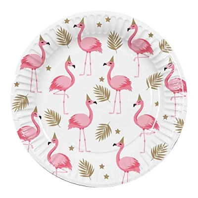 Afbeelding van Flamingo Borden Goud en Roze 23cm 10 stuks