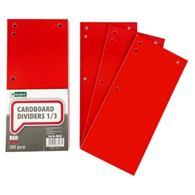 Image de D.RECT Lot de 100 Intercalaires en carton 11 x 24 cm à onglets 160 g/m² Rouge 009445
