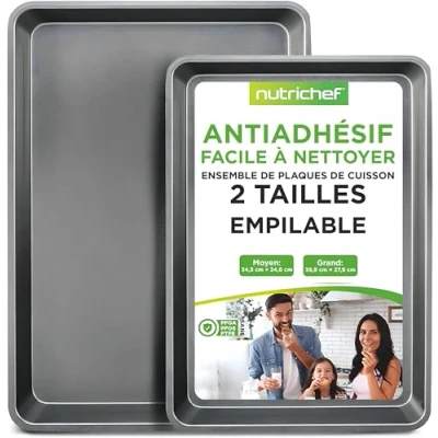 Afbeelding van NutriChef, Bakplaat oven, 2 delige Anti aanbak Bakplaat, Grijs