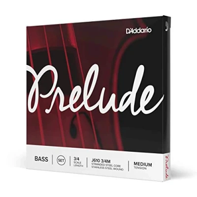 Afbeelding van D&#039;Addario Orchestral contrabas snaren Set Prelude 3/4 Medium, steel core, J610 Snarenset voor