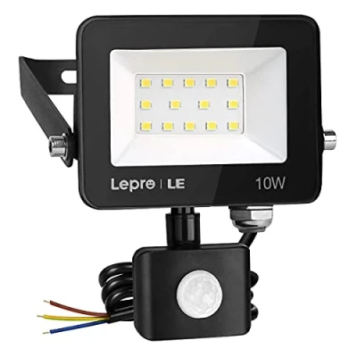 Afbeelding van Lepro 10W LED spotlight with motion detector outdoor, 850LM outdoor 5000K cold white super bright spotlight, ideal light for garden, courtyards, garage, house, hotel